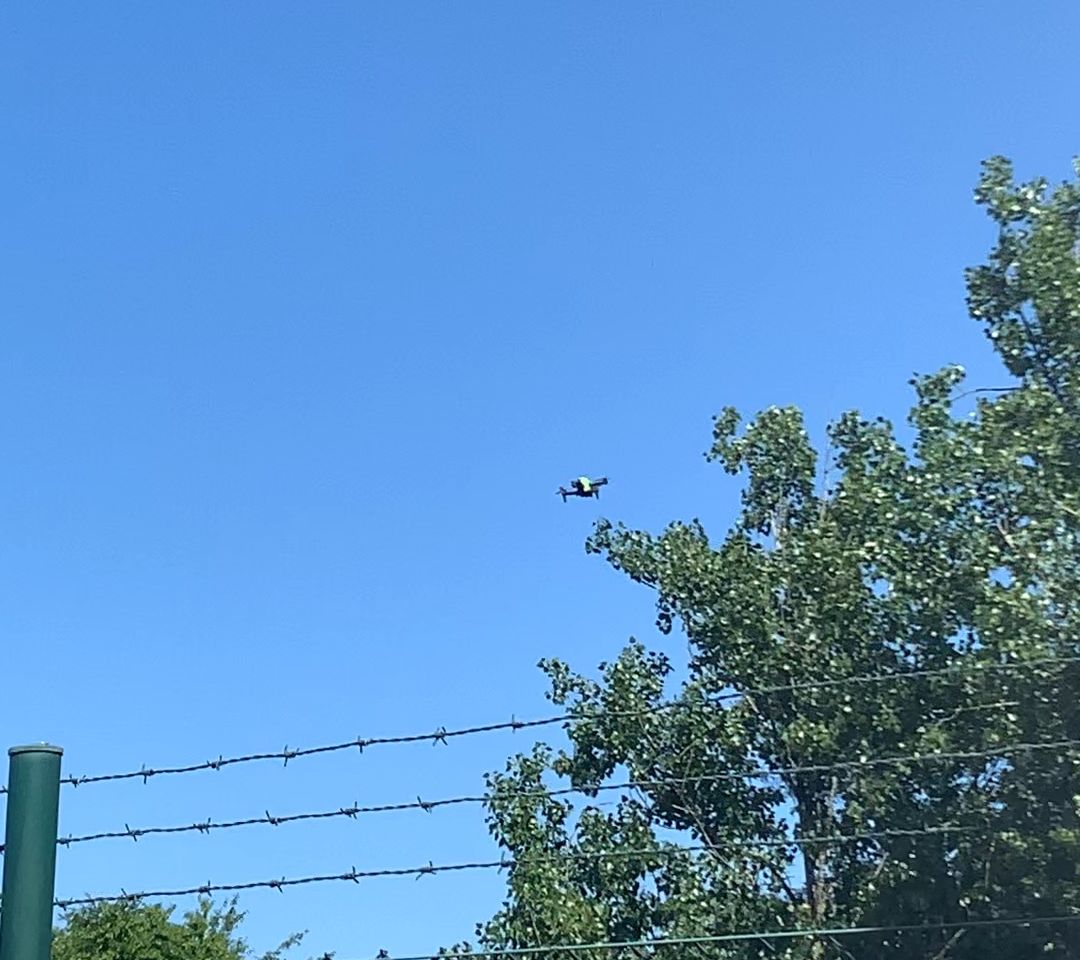 Target drone in flight during field campaign